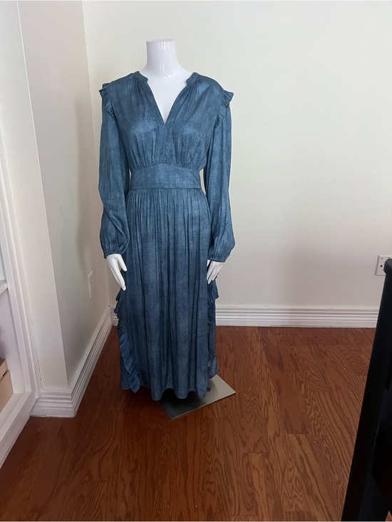 Current Air Dresses & Skirts - Current Air Slate Blue V-Neck Ruffle Maxi Dress